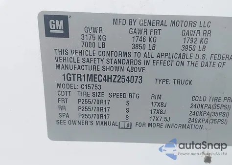 2017 GMC Sierra 1500 Sle z USA, uszkodzony, nr VIN 1GTR1MEC4HZ254073